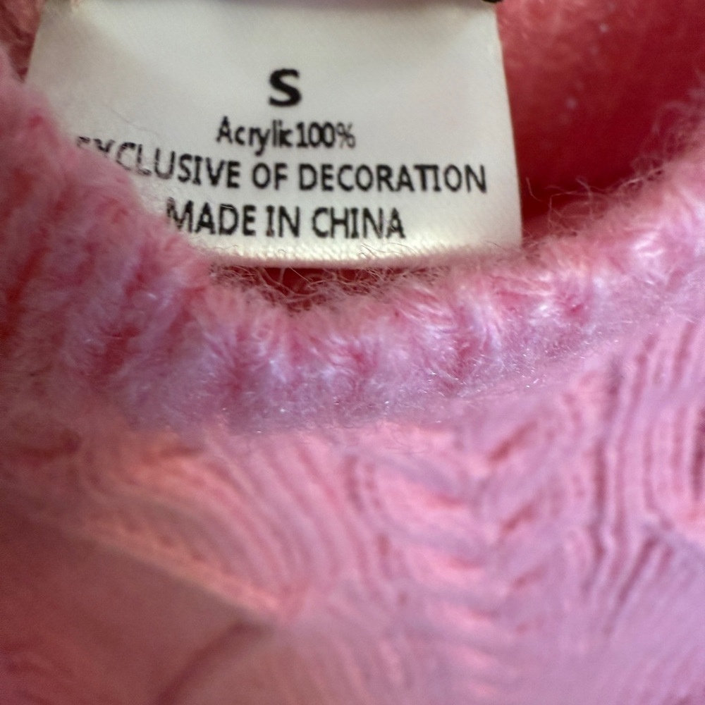 Never Worn Charming Pink Knit Sweater with Tulle Hem Size Small - Picture 5 of 5